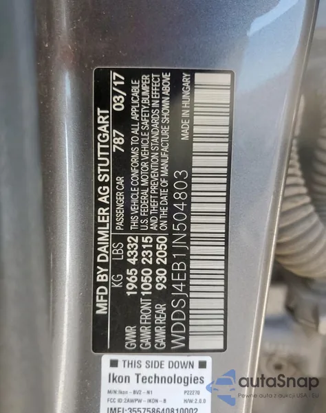 2018 Mercedes-Benz Cla 250 из США, поврежденный, VIN WDDSJ4EB1JN504803